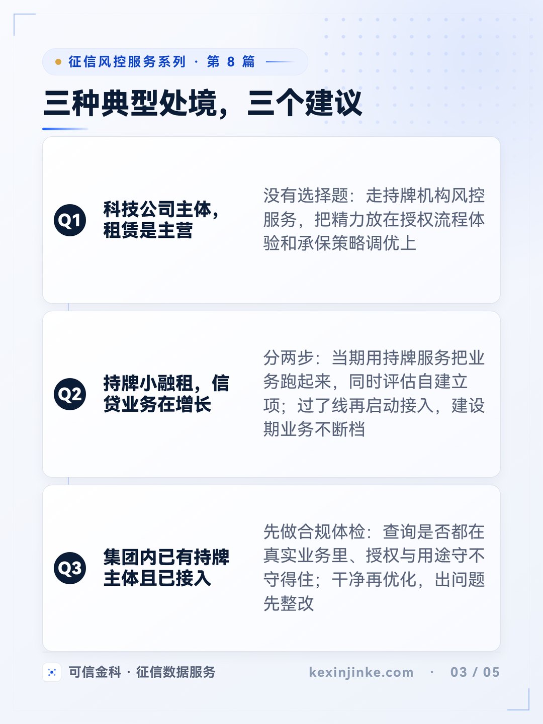 三种典型处境的路径建议:科技公司主体、持牌小融租、集团内已持牌。